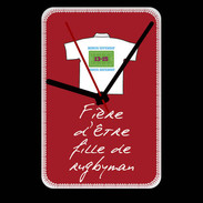Grande pendule murale Fille de rugbyman Bonus offensif-défensif Rouge