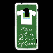 Coque HTC One Max Fille de rugbyman Bonus offensif-défensif Vert