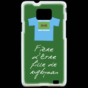 Coque Samsung Galaxy S2 Fille de rugbyman Bonus offensif-défensif Vert 2