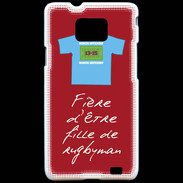 Coque Samsung Galaxy S2 Fille de rugbyman Bonus offensif-défensif Rouge 2