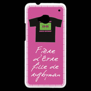 Coque HTC One Fille de rugbyman Bonus offensif-défensif Rose 2