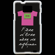 Coque Samsung Galaxy S2 Mère de rugbyman Bonus offensif-défensif Noir 