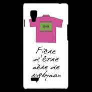 Coque LG Optimus L9 Mère de rugbyman Bonus offensif-défensif Blanc