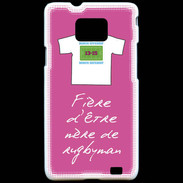 Coque Samsung Galaxy S2 Mère de rugbyman Bonus offensif-défensif Rose