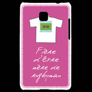 Coque LG Optimus L3 II Mère de rugbyman Bonus offensif-défensif Rose