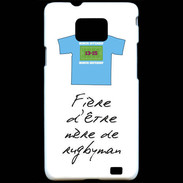Coque Samsung Galaxy S2 Mère de rugbyman Bonus offensif-défensif Blanc 2