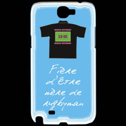 Coque Samsung Galaxy Note 2 Mère de rugbyman Bonus offensif-défensif Bleu 2