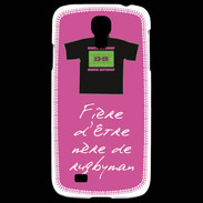 Coque Samsung Galaxy S4 Mère de rugbyman Bonus offensif-défensif Rose 2