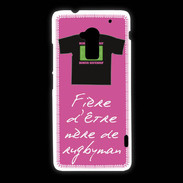 Coque HTC One Max Mère de rugbyman Bonus offensif-défensif Rose 2
