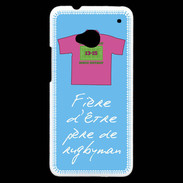 Coque HTC One Père de rugbyman Bonus offensif-défensif Bleu