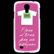 Coque Samsung Galaxy S4 Père de rugbyman Bonus offensif-défensif Rose