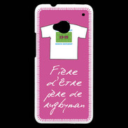Coque HTC One Père de rugbyman Bonus offensif-défensif Rose