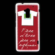 Coque HTC One Max Père de rugbyman Bonus offensif-défensif Rouge