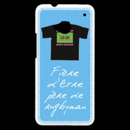 Coque HTC One Père de rugbyman Bonus offensif-défensif Bleu 2