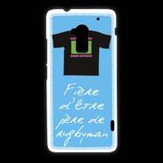 Coque HTC One Max Père de rugbyman Bonus offensif-défensif Bleu 2