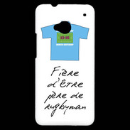 Coque HTC One Père de rugbyman Bonus offensif-défensif Blanc 2