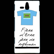Coque Sony Xperia U Père de rugbyman Bonus offensif-défensif Blanc 2