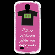Coque Samsung Galaxy S4 Père de rugbyman Bonus offensif-défensif Rose 2