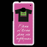 Coque HTC One Père de rugbyman Bonus offensif-défensif Rose 2
