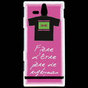Coque Sony Xperia U Père de rugbyman Bonus offensif-défensif Rose 2