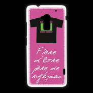 Coque HTC One Max Père de rugbyman Bonus offensif-défensif Rose 2