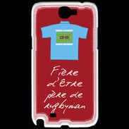 Coque Samsung Galaxy Note 2 Père de rugbyman Bonus offensif-défensif Rouge 2