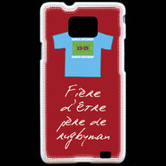 Coque Samsung Galaxy S2 Père de rugbyman Bonus offensif-défensif Rouge 2