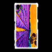 Coque Sony Xpéria Z1 Peinture de champs de lavande 