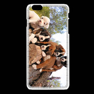 Coque iPhone 6Plus / 6Splus Chiots Boxer sur un tronc d''arbre