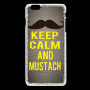 Coque iPhone 6Plus / 6Splus Keep Calm and Mustach Gris