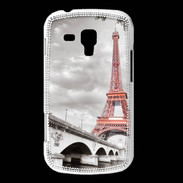 Coque Samsung Galaxy Trend Tour Eiffel rouge sur fond en noir et blanc