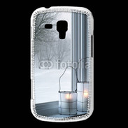 Coque Samsung Galaxy Trend paysage hiver deux lanternes