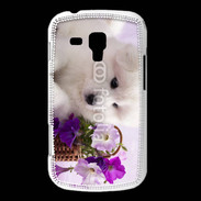 Coque Samsung Galaxy Trend Chiot blanc et fleur violette