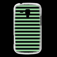 Coque Samsung Galaxy Trend rayures vert d'eau et noires