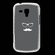 Coque Samsung Galaxy Trend moustache gris & blanc
