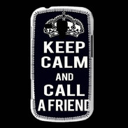 Coque Samsung Galaxy Trend Keep Calm Call friend Noir