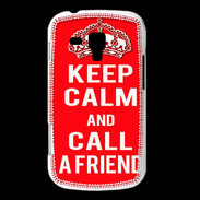 Coque Samsung Galaxy Trend Keep Calm Call friend Rouge