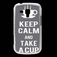 Coque Samsung Galaxy Trend Keep Calm Take a cup Gris