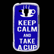 Coque Samsung Galaxy Trend Keep Calm Take a cup Bleu