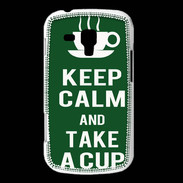 Coque Samsung Galaxy Trend Keep Calm Take a cup Vert