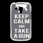 Coque Samsung Galaxy Trend Keep Calm Take a gun Gris