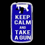 Coque Samsung Galaxy Trend Keep Calm Take a gun Bleu
