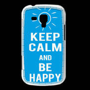 Coque Samsung Galaxy Trend Keep Calm Be Happy Cyan