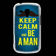 Coque Samsung Galaxy Trend Keep Calm Be a Man Bleu