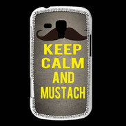 Coque Samsung Galaxy Trend Keep Calm and Mustach Gris