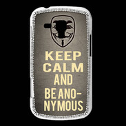 Coque Samsung Galaxy Trend Keep Calm and Be Anonymous Gris