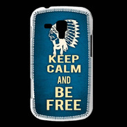 Coque Samsung Galaxy Trend Keep Calm and Be Free Bleu