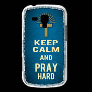 Coque Samsung Galaxy Trend Keep Calm and Pray Christian Bleu