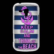 Coque Samsung Galaxy Trend Keep Calm and Think Beach Bleu