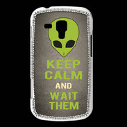 Coque Samsung Galaxy Trend Keep Calm and Wait Alien Gris